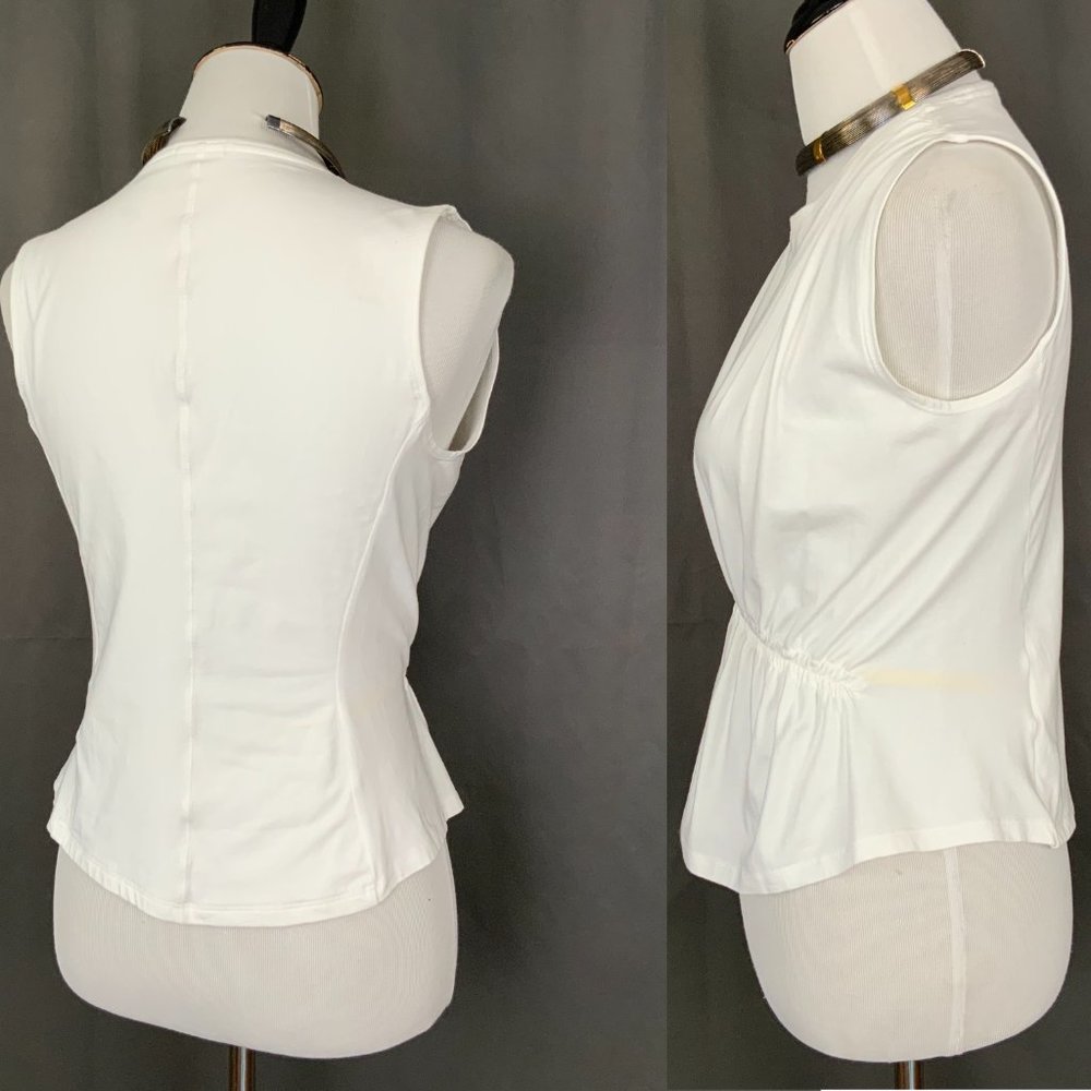 ATM Anthony Thomas Melillo White Cotton Gathered Tee Top Sz M - Picture 6 of 16